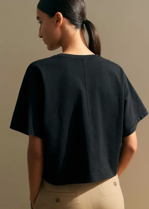 ME+EM Cotton Oversized Crop Tee Black