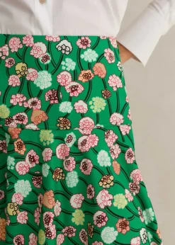 ME+EM Cotton Poplin Lantana Print Maxi Skirt Green/Pink/Multi