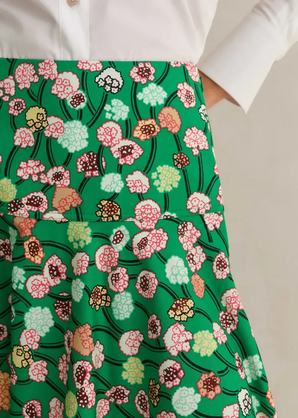 ME+EM Cotton Poplin Lantana Print Maxi Skirt Green/Pink/Multi