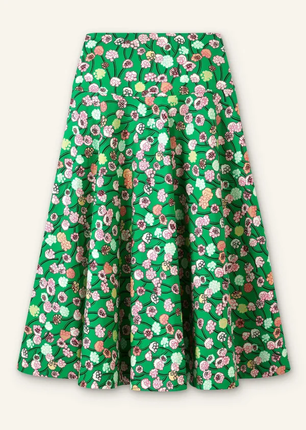 ME+EM Cotton Poplin Lantana Print Maxi Skirt Green/Pink/Multi