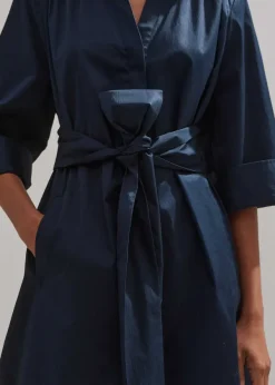 Discount ME+EM Cotton Poplin Swing Dress + Belt Eclipse