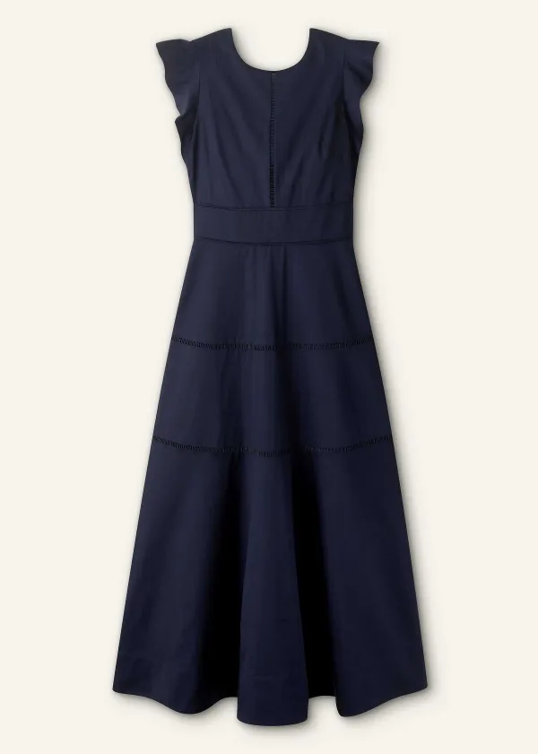 Online ME+EM Cotton Poplin Volant Sleeve Maxi Dress Eclipse