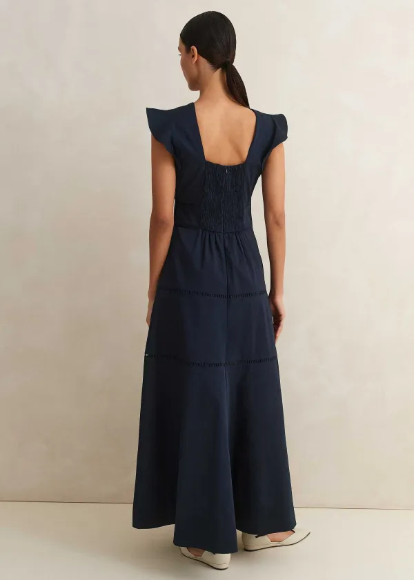 Online ME+EM Cotton Poplin Volant Sleeve Maxi Dress Eclipse