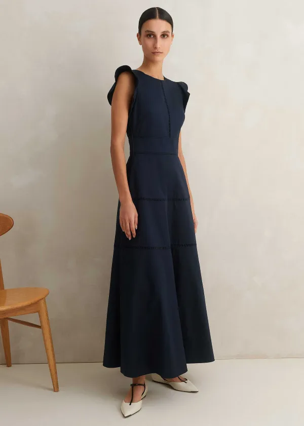 Online ME+EM Cotton Poplin Volant Sleeve Maxi Dress Eclipse
