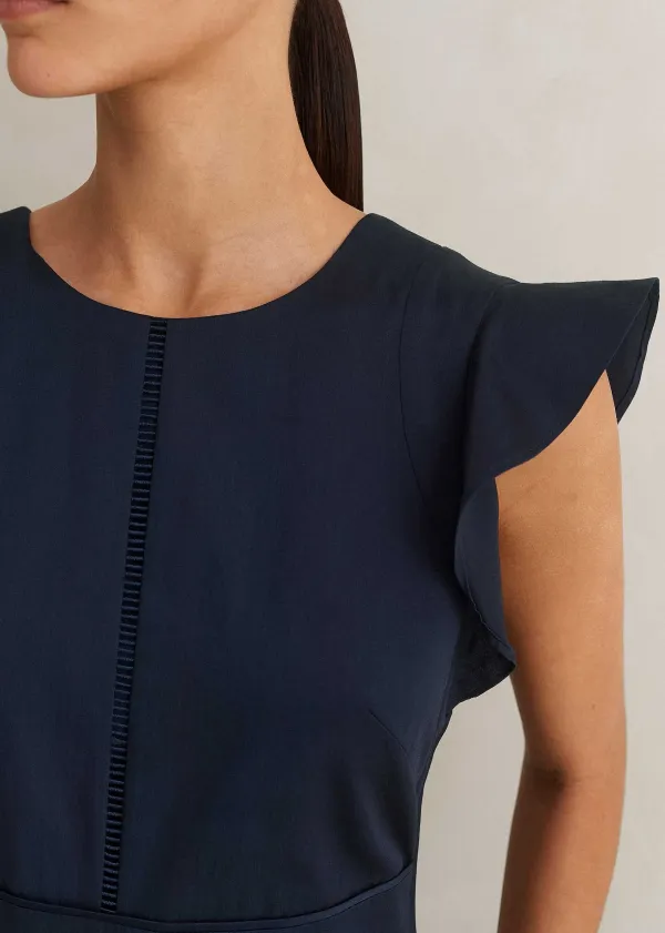Online ME+EM Cotton Poplin Volant Sleeve Maxi Dress Eclipse
