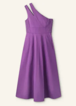 Online ME+EM Cotton Sateen One Shoulder Midi Dress Summer Purple