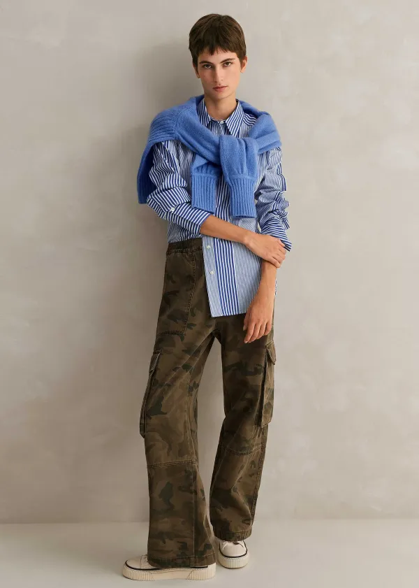 Sale ME+EM Cotton Stripe Oversized Shirt Blue/White