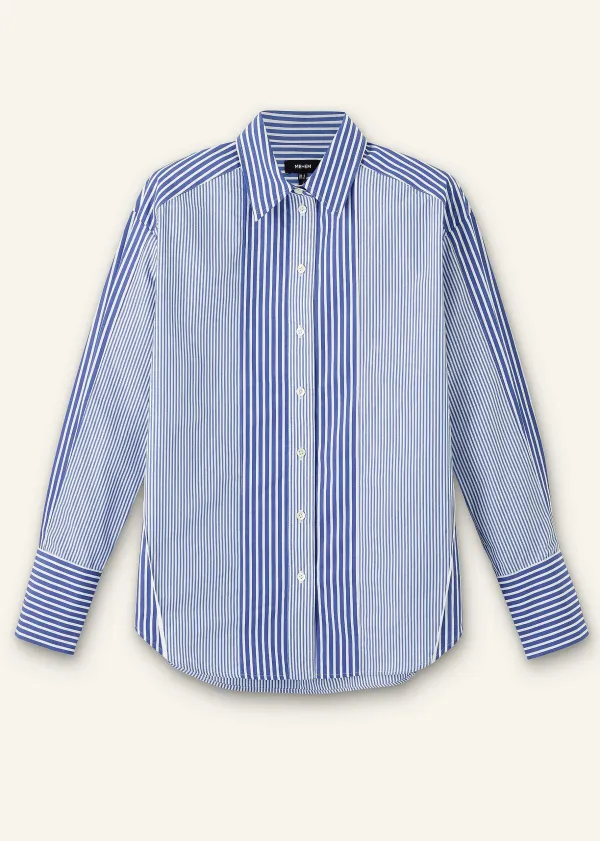 Sale ME+EM Cotton Stripe Oversized Shirt Blue/White