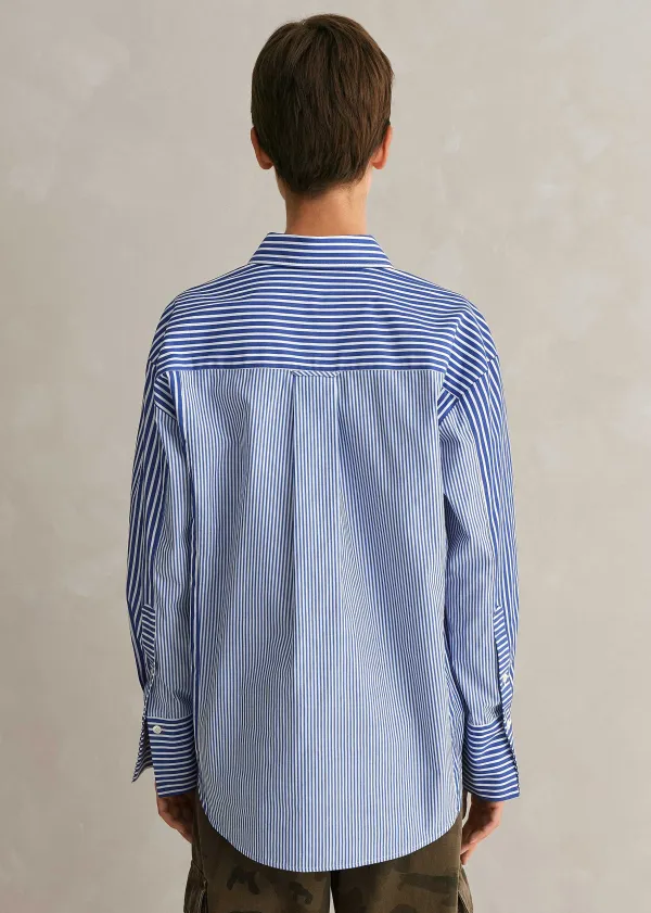 Sale ME+EM Cotton Stripe Oversized Shirt Blue/White