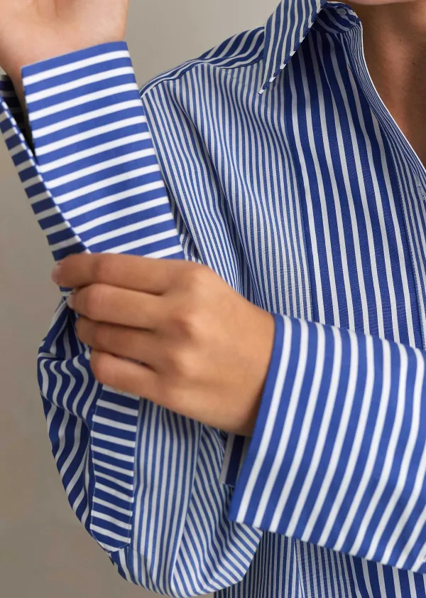 Sale ME+EM Cotton Stripe Oversized Shirt Blue/White