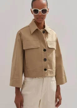 Sale ME+EM Cotton Twill Casual Swing Jacket Stone