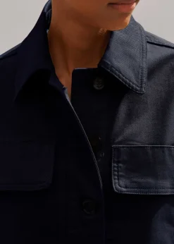 Hot ME+EM Cotton Twill Casual Swing Jacket Navy