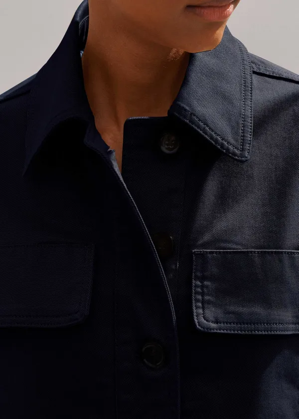 Hot ME+EM Cotton Twill Casual Swing Jacket Navy