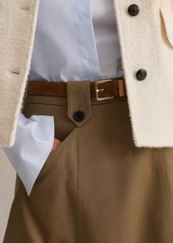 Clearance ME+EM Cotton Utility Midi Skirt Tan