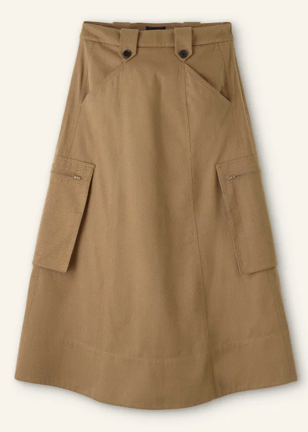 Clearance ME+EM Cotton Utility Midi Skirt Tan