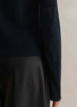 Discount ME+EM Cotton Waffle Jersey Longsleeve Top Navy