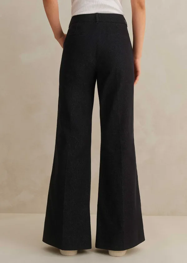 Discount ME+EM Cotton-Blend Denim Kick Flare Trouser Indigo
