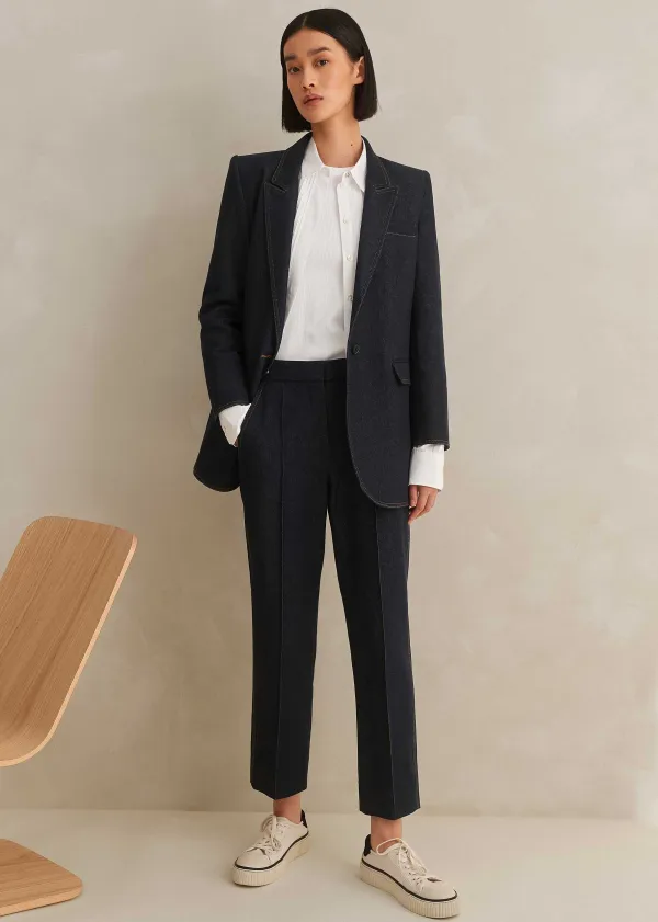 Best ME+EM Cotton-Blend Denim Straight Crop Trouser Indigo