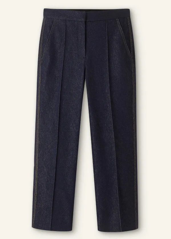Best ME+EM Cotton-Blend Denim Straight Crop Trouser Indigo