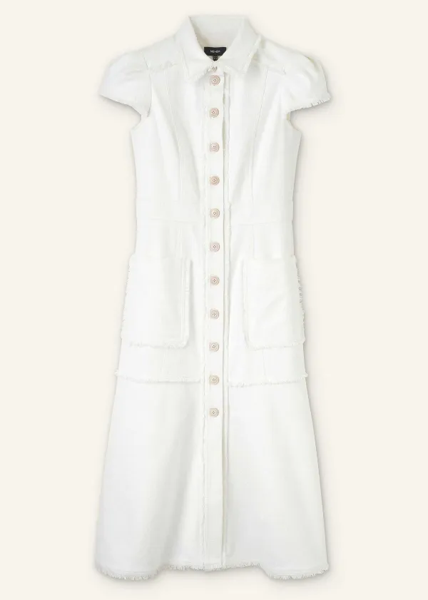 Outlet ME+EM Cotton-Blend Fringed Midi Dress Cream
