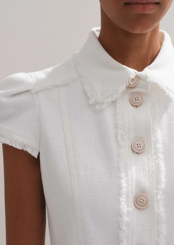 Outlet ME+EM Cotton-Blend Fringed Midi Dress Cream