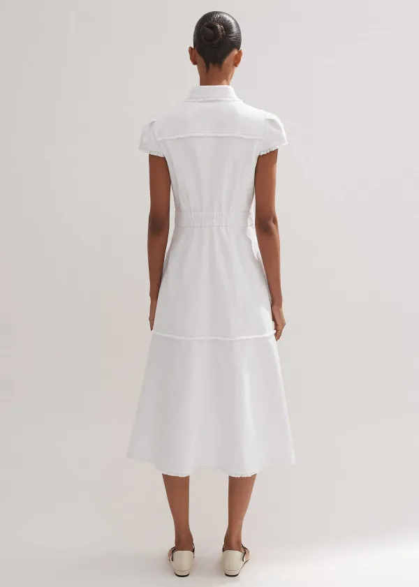 Outlet ME+EM Cotton-Blend Fringed Midi Dress Cream