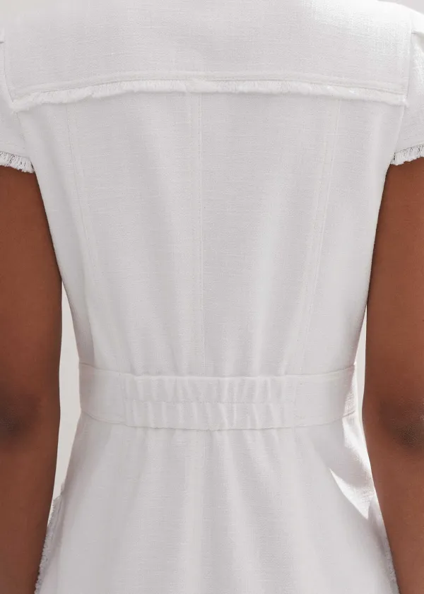 Outlet ME+EM Cotton-Blend Fringed Midi Dress Cream