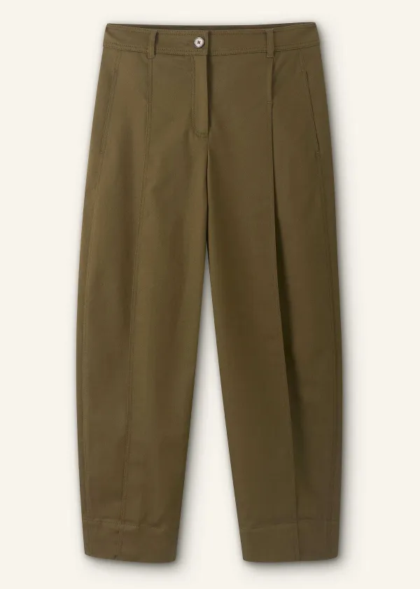 Outlet ME+EM Cotton-Blend Tapered Pleat Trouser Dark Olive