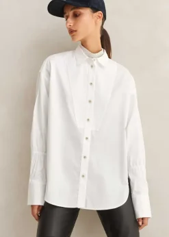 Outlet ME+EM Crease Less Cotton Elastic Sleeve Shirt White