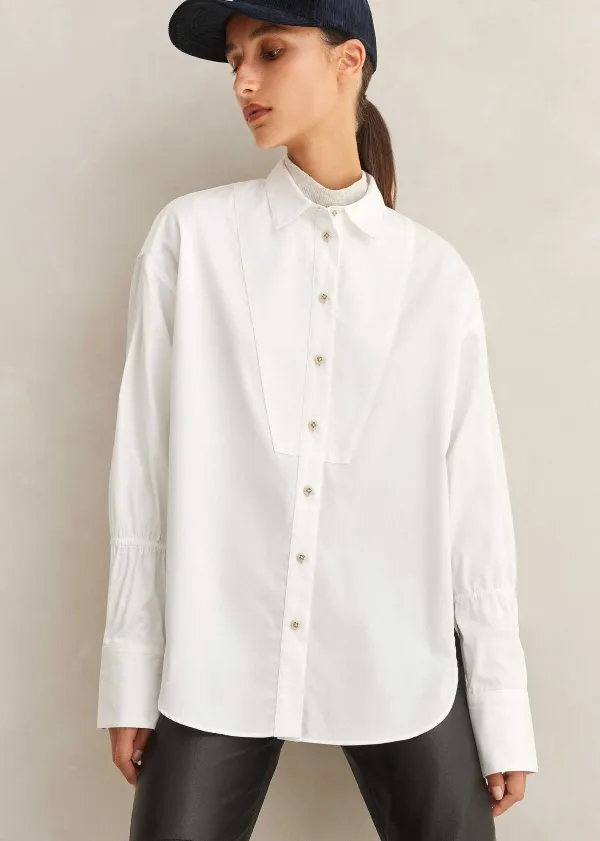 Outlet ME+EM Crease Less Cotton Elastic Sleeve Shirt White