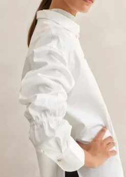 Outlet ME+EM Crease Less Cotton Elastic Sleeve Shirt White