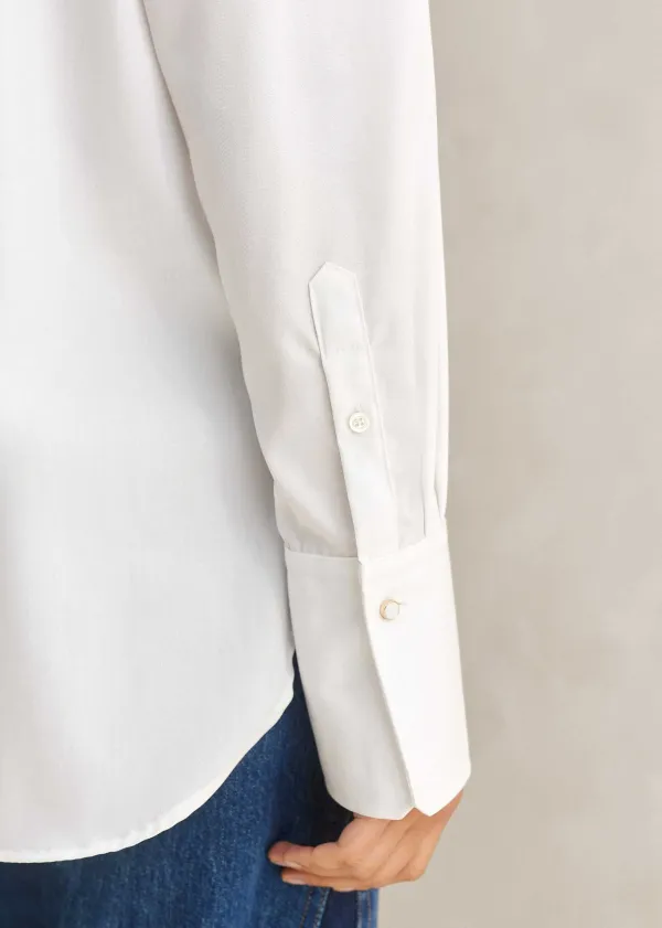Clearance ME+EM Crease Less Cotton Relaxed Boyfriend Shirt White
