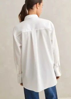 Clearance ME+EM Crease Less Cotton Relaxed Boyfriend Shirt White