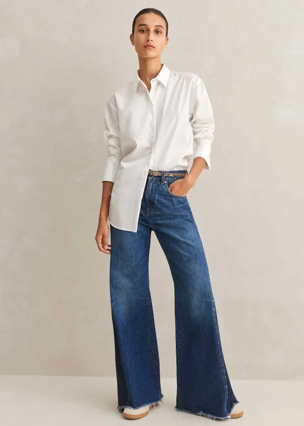 Clearance ME+EM Crease Less Cotton Relaxed Boyfriend Shirt White