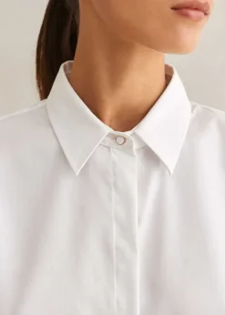 Clearance ME+EM Crease Less Cotton Relaxed Boyfriend Shirt White
