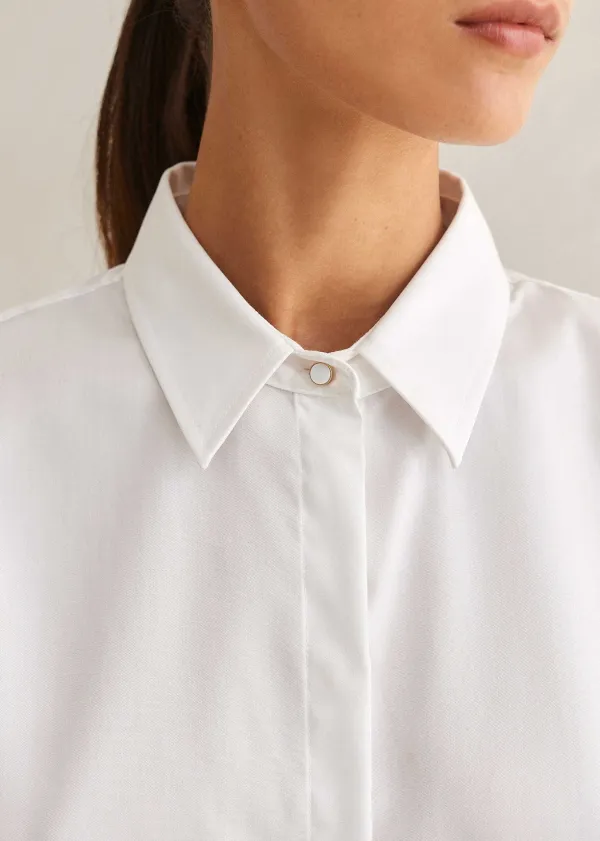 Clearance ME+EM Crease Less Cotton Relaxed Boyfriend Shirt White