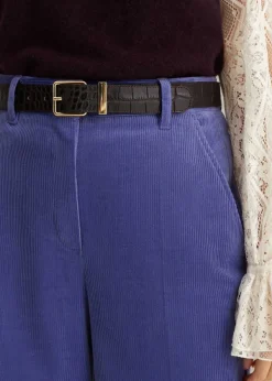 Hot ME+EM Croc-Embossed Leather Belt Chocolate