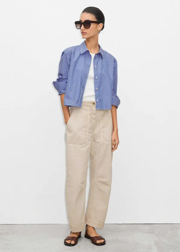 New ME+EM Cropped Boxy Stripe Shirt Blue/White