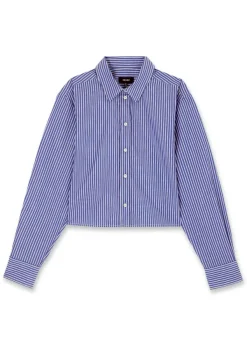 New ME+EM Cropped Boxy Stripe Shirt Blue/White