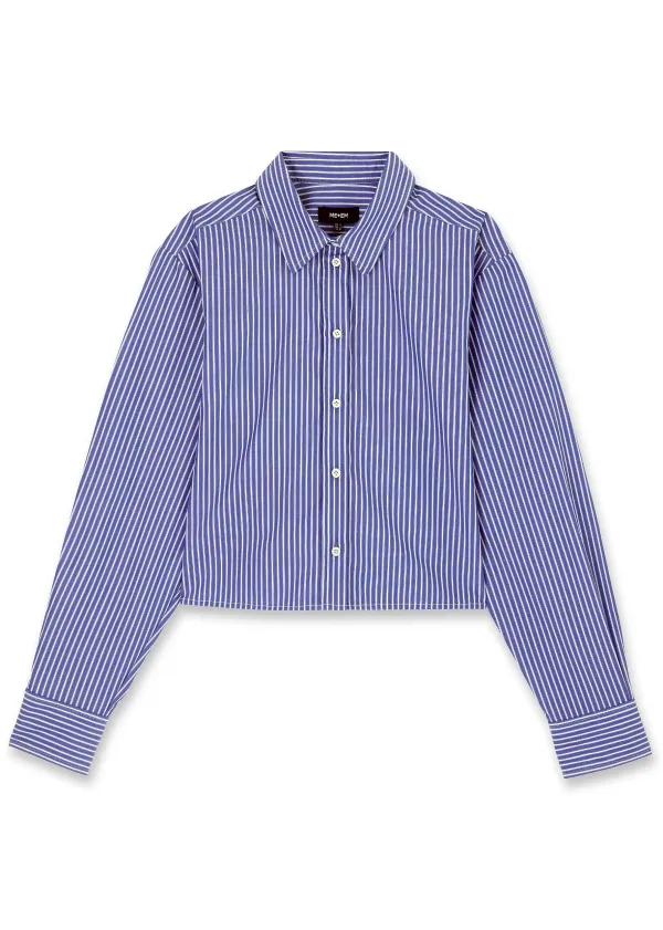New ME+EM Cropped Boxy Stripe Shirt Blue/White