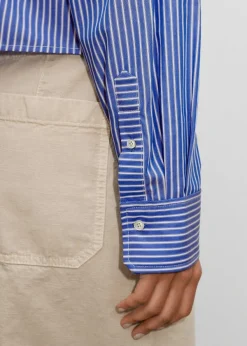 New ME+EM Cropped Boxy Stripe Shirt Blue/White