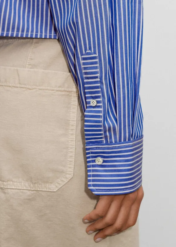 New ME+EM Cropped Boxy Stripe Shirt Blue/White