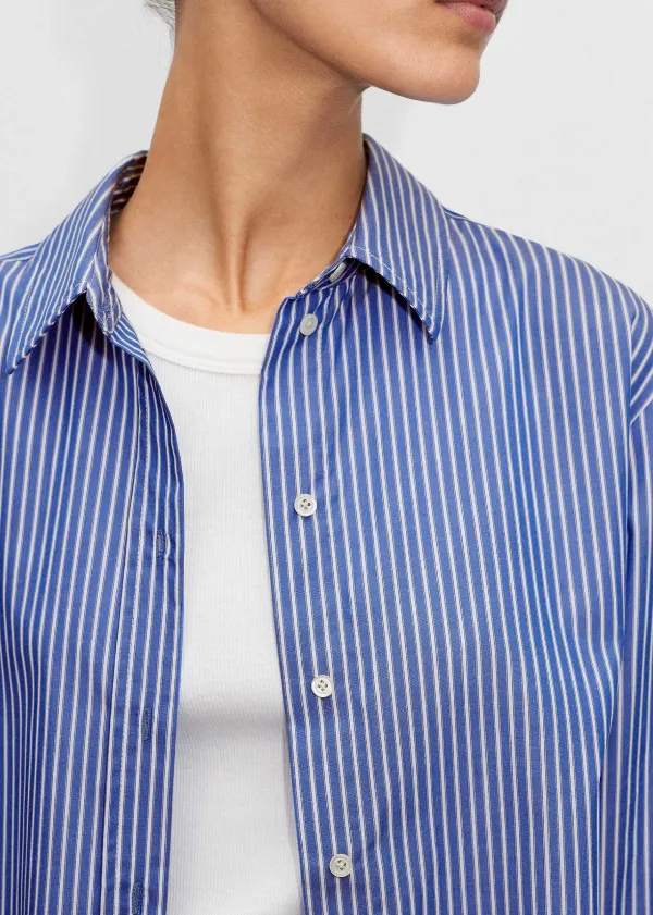 New ME+EM Cropped Boxy Stripe Shirt Blue/White