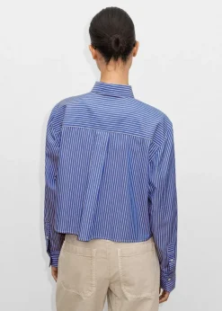 New ME+EM Cropped Boxy Stripe Shirt Blue/White