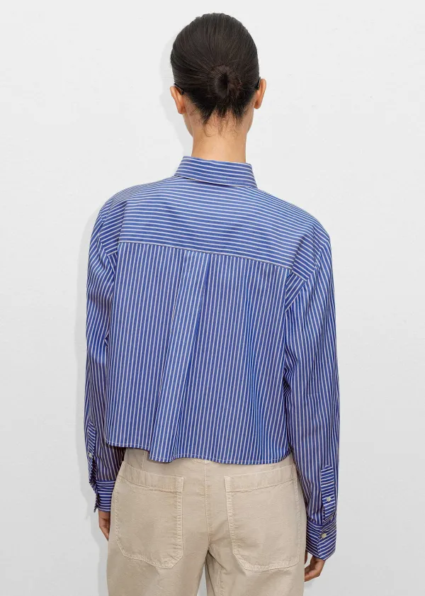 New ME+EM Cropped Boxy Stripe Shirt Blue/White