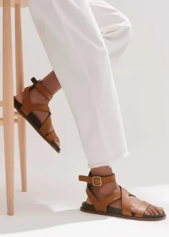 ME+EM Crossover Footbed Sandal Tan