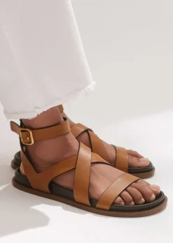 ME+EM Crossover Footbed Sandal Tan
