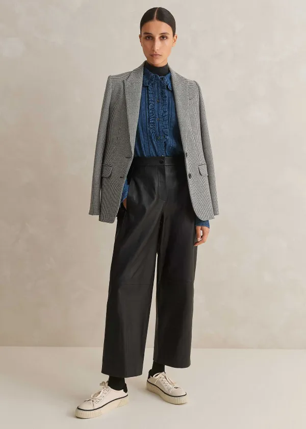 Clearance ME+EM Denim Frill Shirt Blue