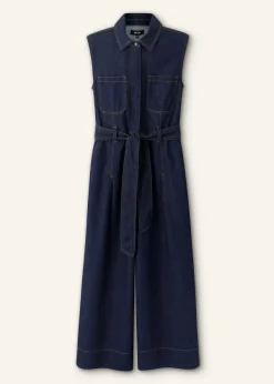 Online ME+EM Denim Wide-Leg Crop Jumpsuit Ocean Blue