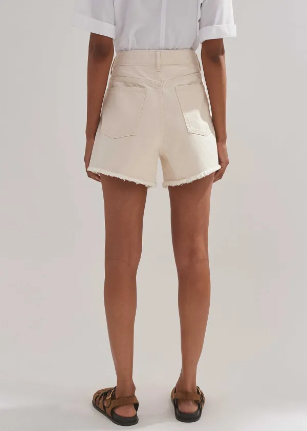 Hot ME+EM Distressed Denim Short Ecru